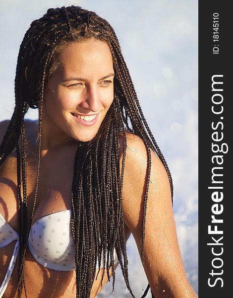 Tanned Cheerful Girl Portrait