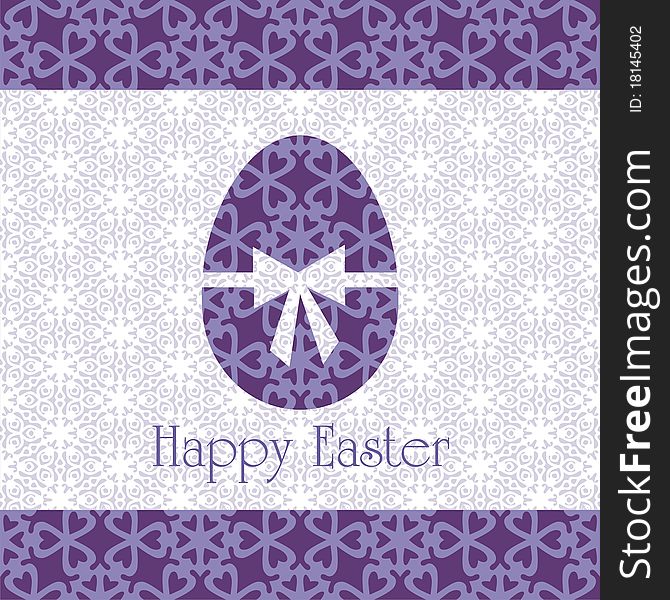Postcard with Easter egg on violet background. Vector illustration. Postcard with Easter egg on violet background. Vector illustration.