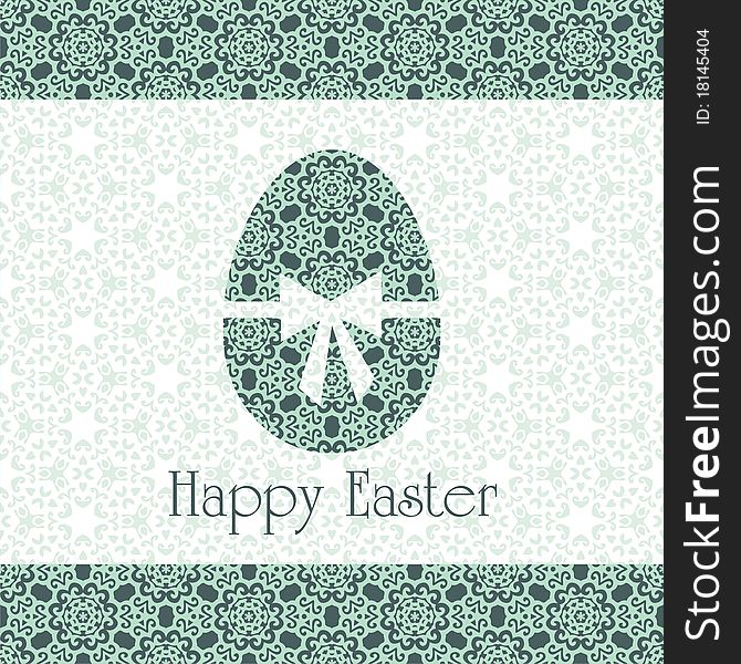 Postcard with Easter egg on green background. Vector illustration. Postcard with Easter egg on green background. Vector illustration.