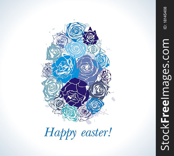 Postcard with beautiful Easter egg on blue background. Vector illustration. Postcard with beautiful Easter egg on blue background. Vector illustration.