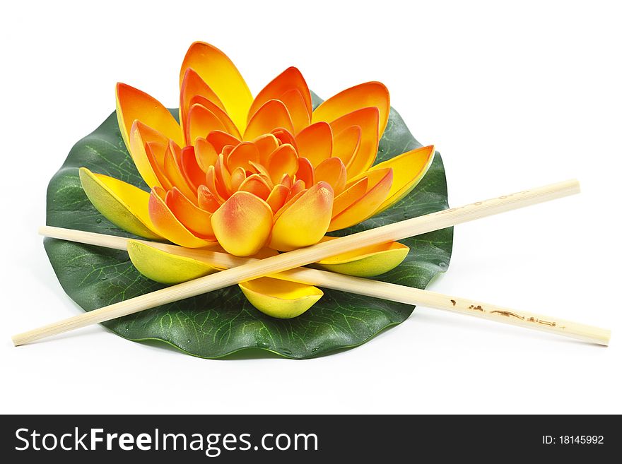 Oriental Water Lily flower with Chinese Chopsticks