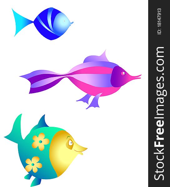 Funny, whimsical fish on white background. Vector image. Funny, whimsical fish on white background. Vector image.