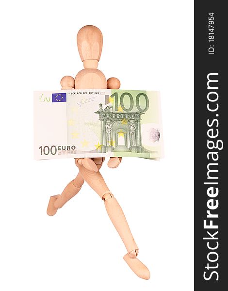 Man holding a paper euro. Man holding a paper euro