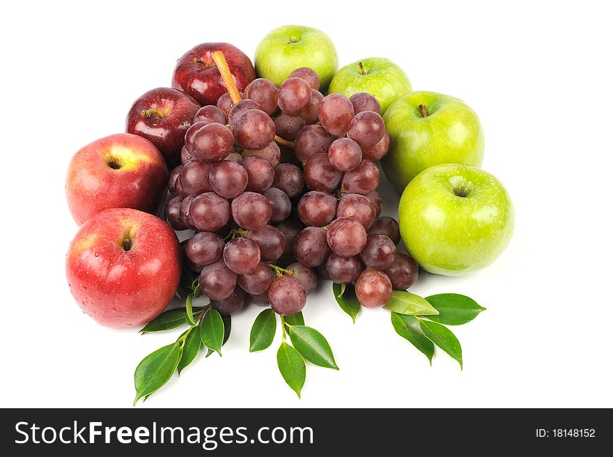 Freshness fruits on white background.