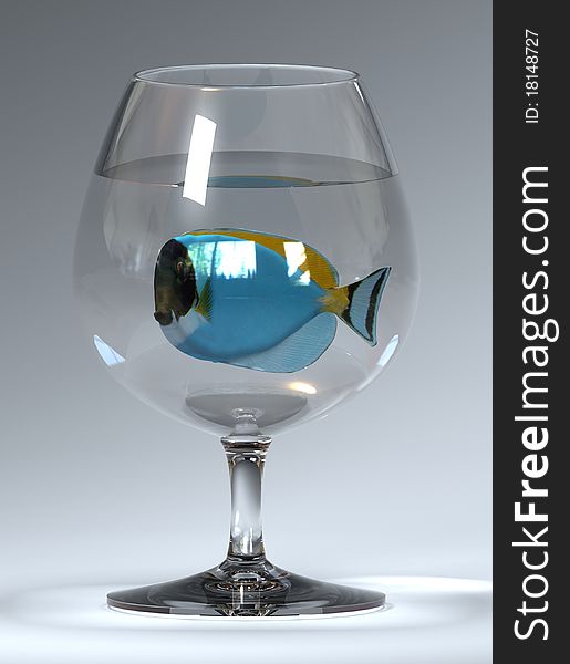 Blue fish in a glass