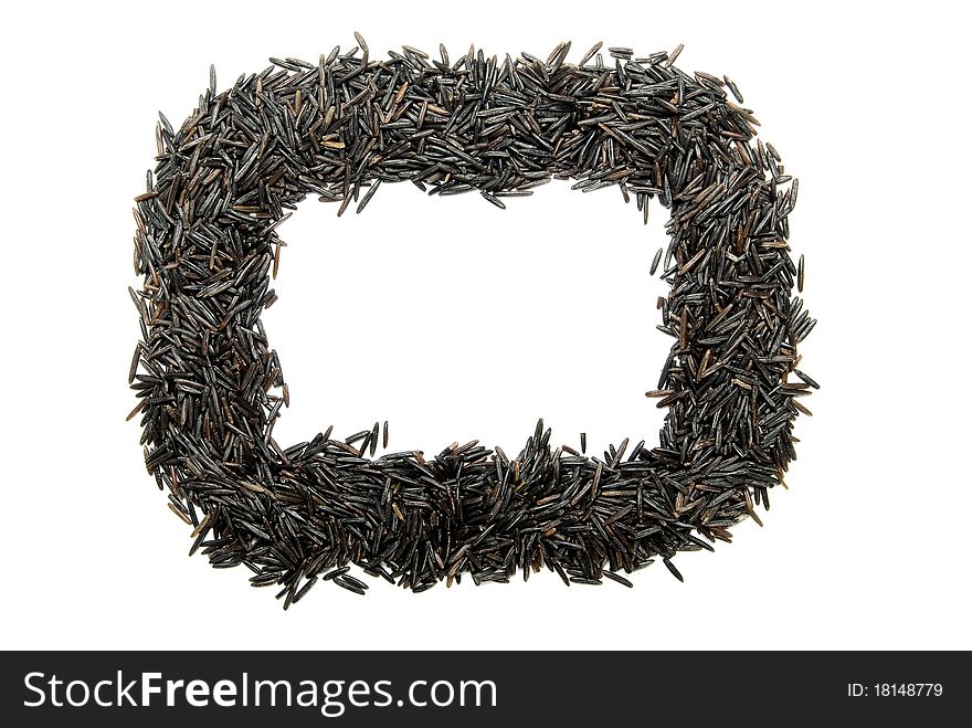 Black rice frame is isolated on the white background