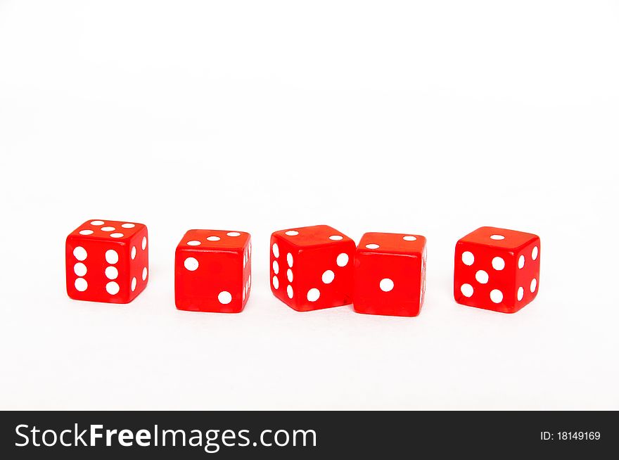 Red dices on white background