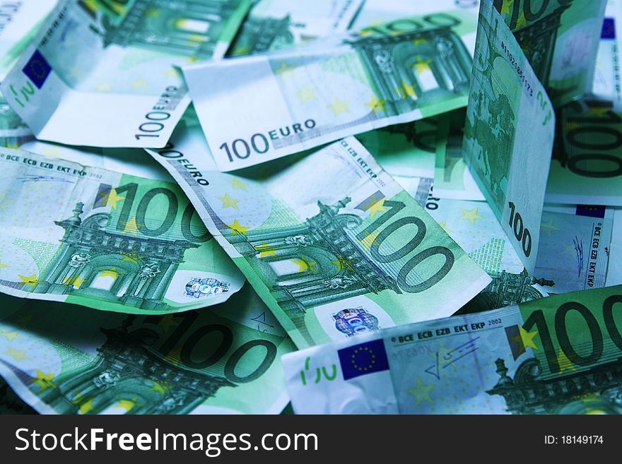 Lot of 100 euro bills. Lot of 100 euro bills