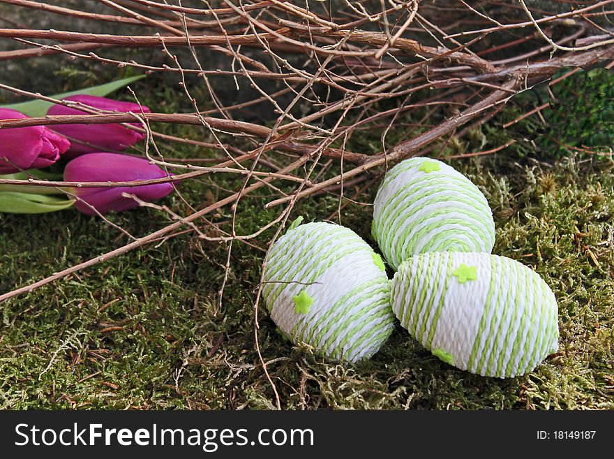 Easter eggs hidden in the garden