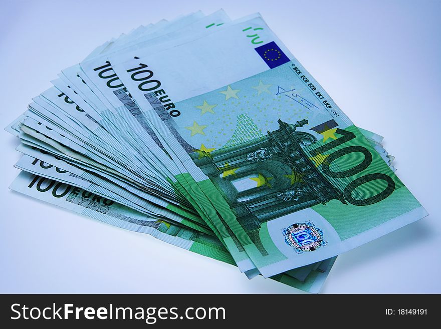 100 euro bills on white background. 100 euro bills on white background