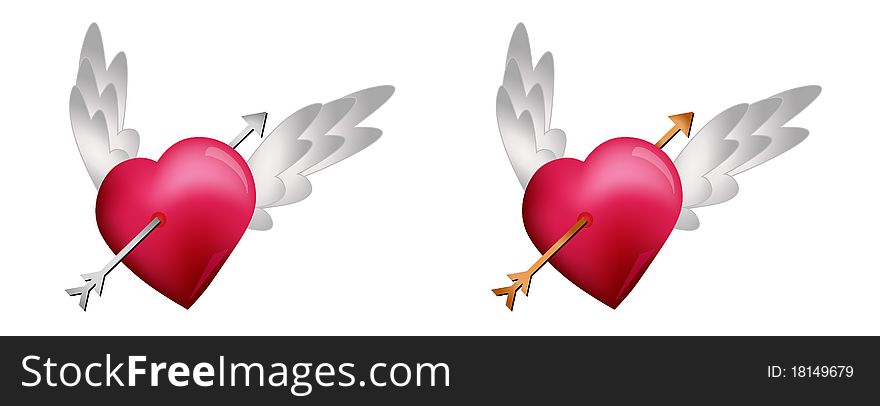 Flying Hearts With Arrows