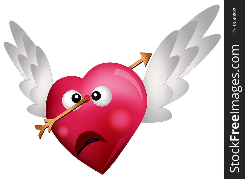 Three Flying HeartsFlying Heart Shot With An Arrow