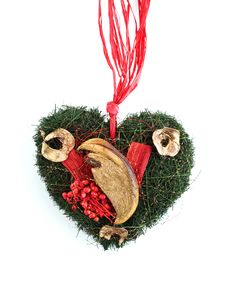 Christmas Decoration With Dried Fruits And Berries In Heart Shape Stock Photos Christmas Decoration With Dried Fruits And Berries In Heart Shape Stock Photos
