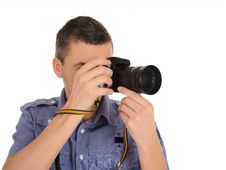 Professional Male Photographer Taking Picture Stock Image Professional Male Photographer Taking Picture Stock Image