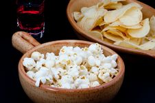 Tomato Chips, Pop Corn And Drink Royalty Free Stock Photos Tomato Chips, Pop Corn And Drink Royalty Free Stock Photos