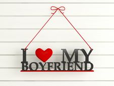 Wooden Wall Labeled - I Love My Boyfriend Stock Image