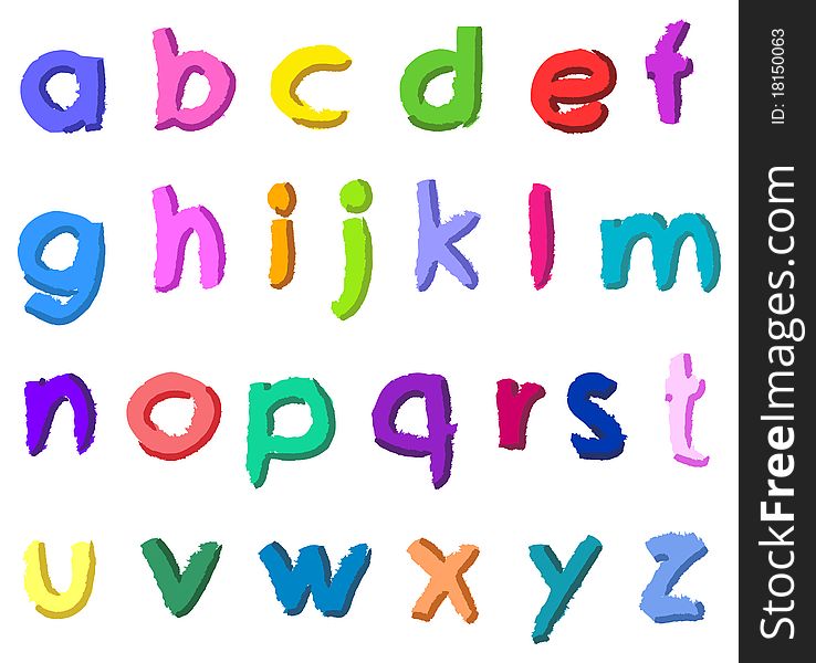 Colorful childish hand drawn small letters. Colorful childish hand drawn small letters