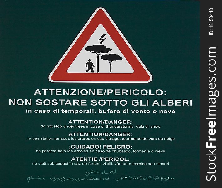 Multilingual Danger Sign Post