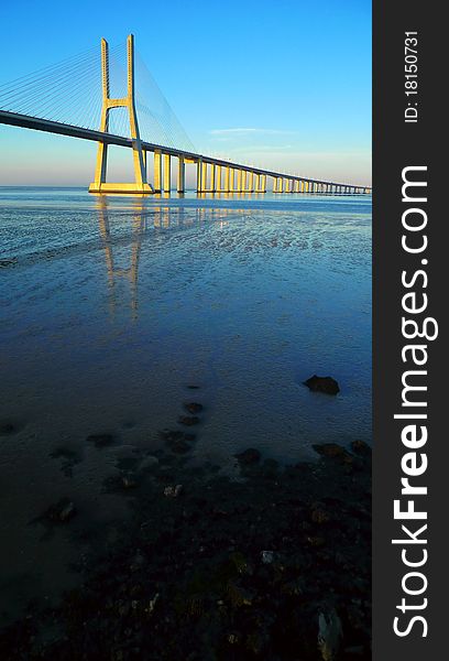 View of Vasco da gama bridge at Lisbon, Portugal. View of Vasco da gama bridge at Lisbon, Portugal