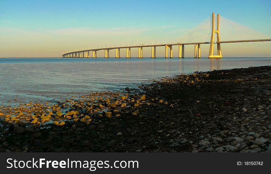 View of Vasco da gama bridge at Lisbon, Portugal. View of Vasco da gama bridge at Lisbon, Portugal