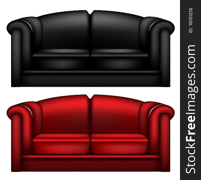 Black and red leather sofa