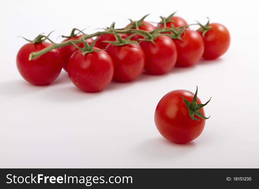 Ripe Cherry Tomatoes On A Branch