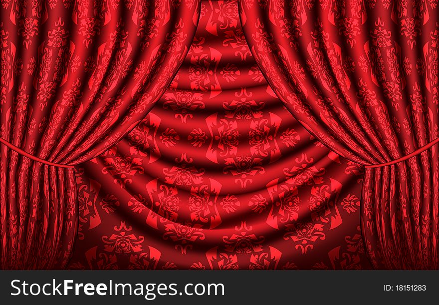 Red curtain background with texture