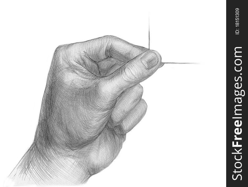 Illustration Of A Pencil Hand With Businesscard