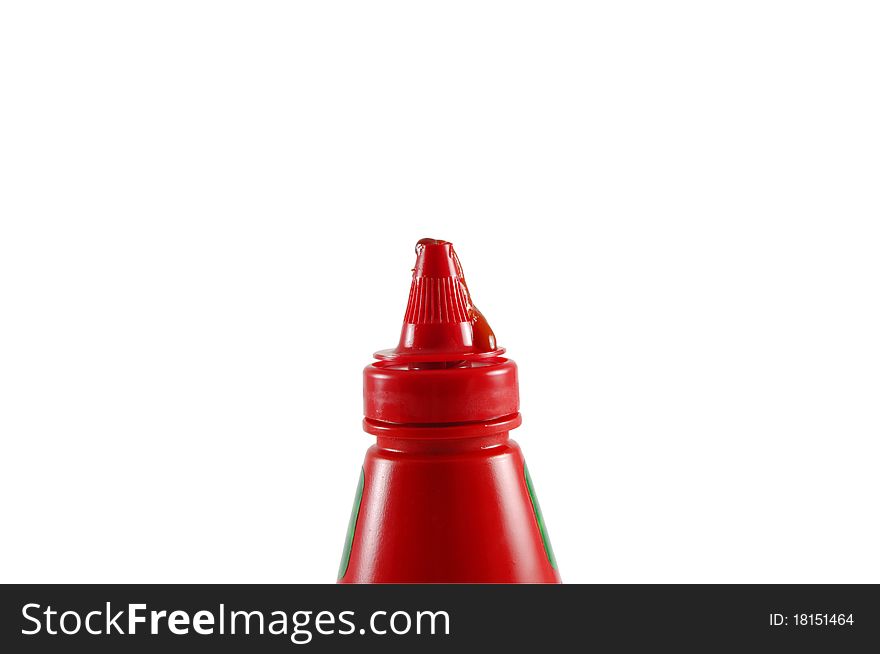 Close up of tomato sauce (ketchup) isolated on white