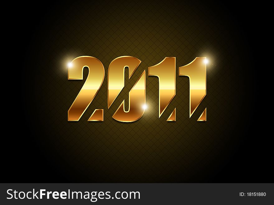 A 2D text on year 2011 with a golden color. A 2D text on year 2011 with a golden color.