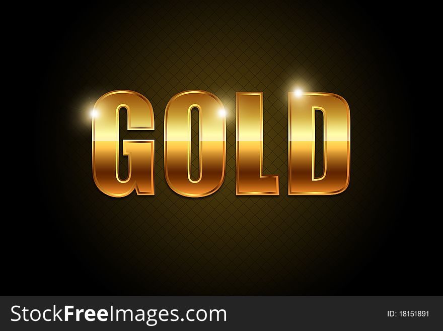 A 2d text with a gold color. A 2d text with a gold color.