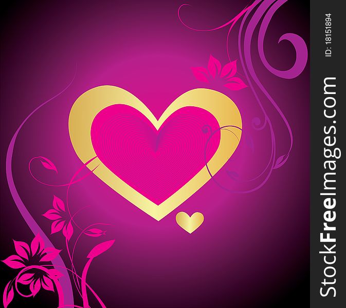 Valentine background with hearts and floral