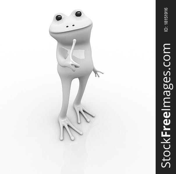 Rendering 3D frog showing Ok! including clipping path. Rendering 3D frog showing Ok! including clipping path