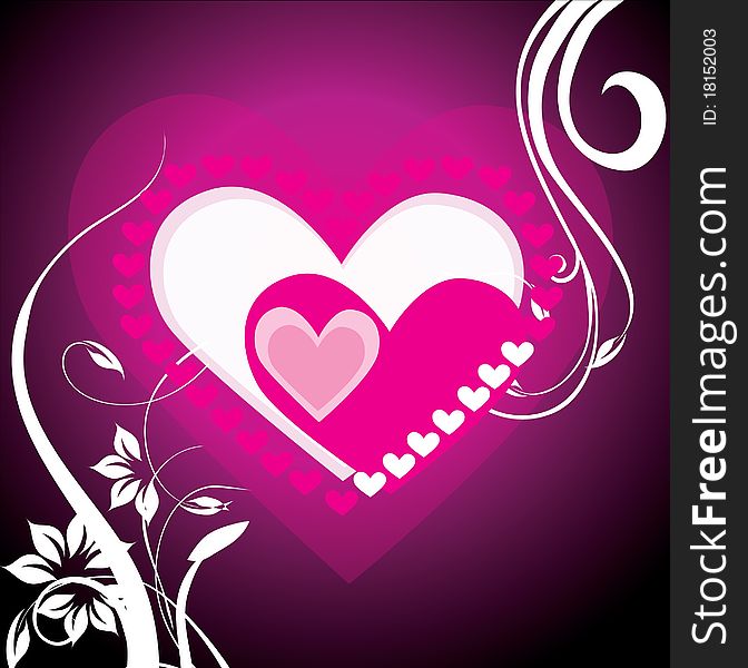 Valentine background with hearts and floral