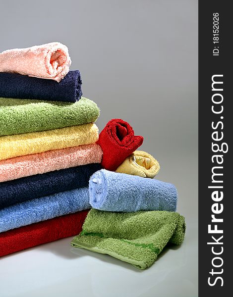 Series of sponge colored towels. Series of sponge colored towels