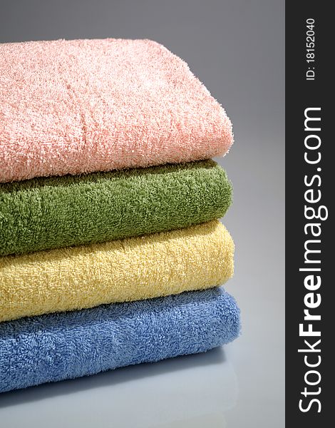 Series of sponge colored towels. Series of sponge colored towels