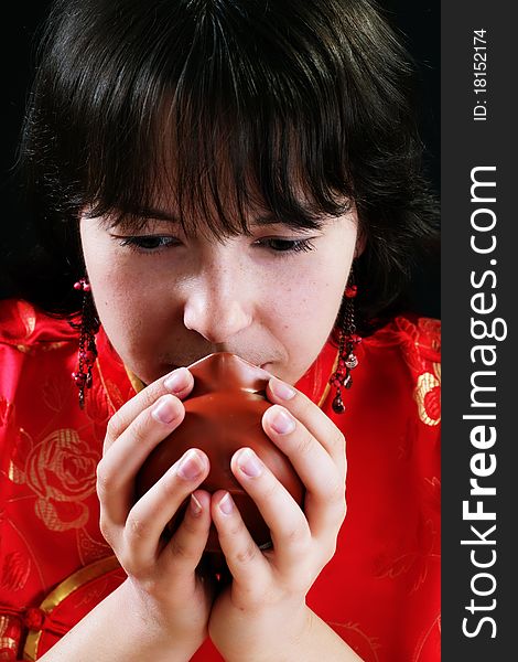 Traditional chinese tea ceremony shot in studio