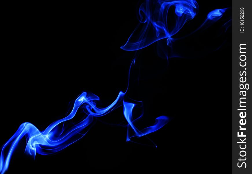 Blue smoke isolated on black