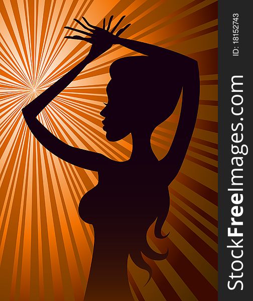 Beauty woman silhouette vector background