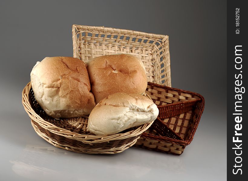 Rustic bread in the basket for breakfast