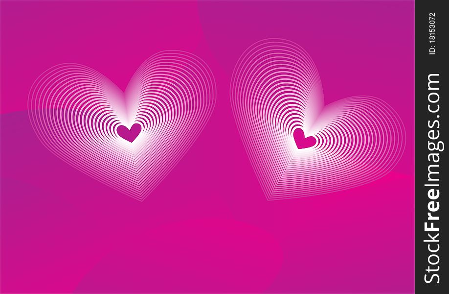 Valentine background with two hearts