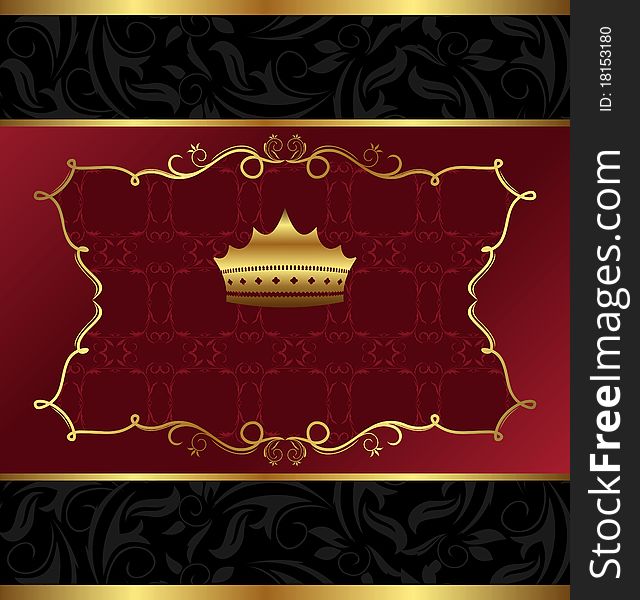 Illustration ornate decorative background with crown - vector