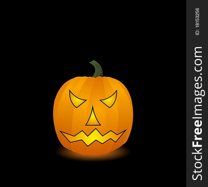 Halloween pumpkin isolated on black background - vector. Halloween pumpkin isolated on black background - vector