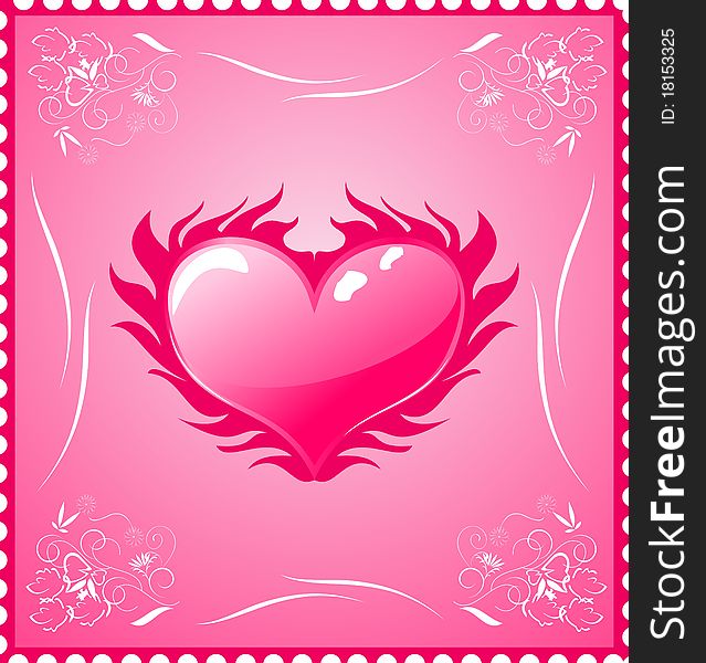 Illustration romantic stamp for Valentine's day - vector