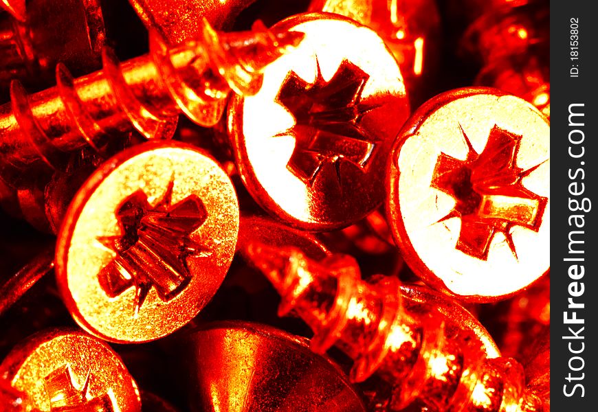 Red screws macrophotography poster picture