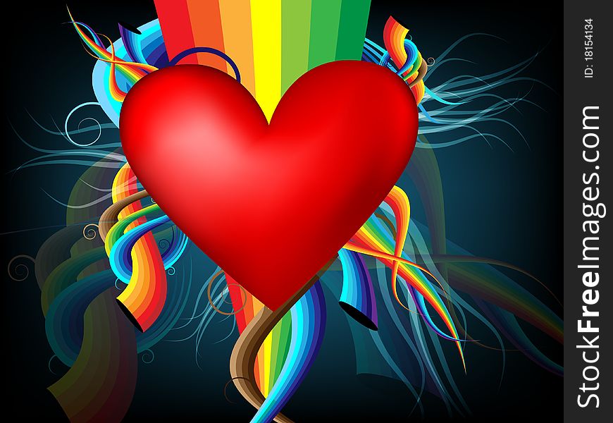 Heart with abstract background - color
