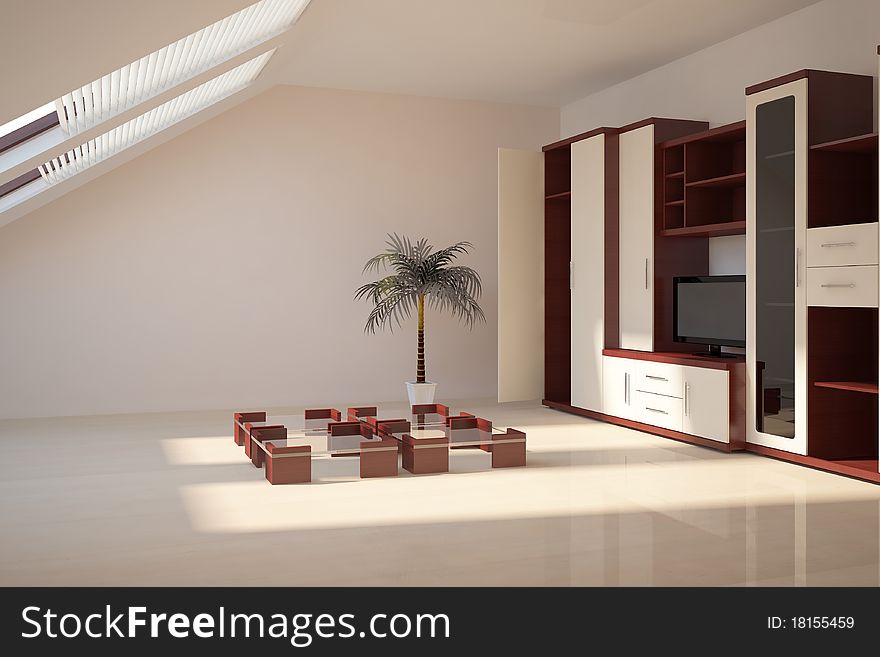 Modern interior design with furniture