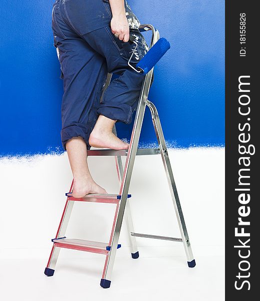 Painting Girl on a step ladder