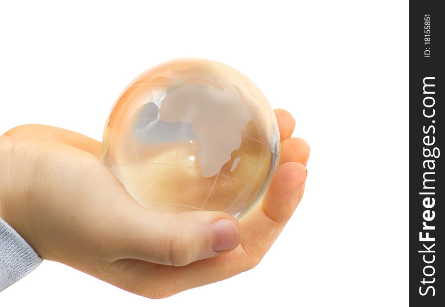 Beautiful glass globe in hand