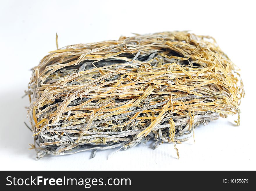 Dried Laminaria isolated on white in studio